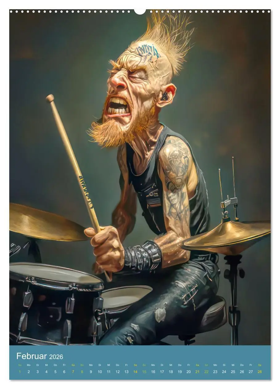 Bild: 9783457273425 | Rockbands und Punkbands - Witzige Karikaturen (hochwertiger Premium...