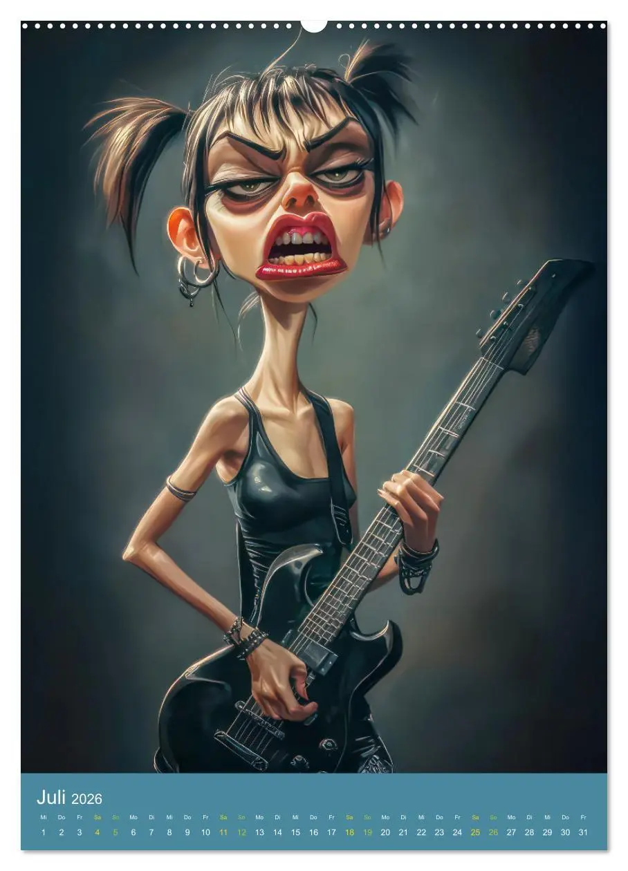 Bild: 9783457273425 | Rockbands und Punkbands - Witzige Karikaturen (hochwertiger Premium...