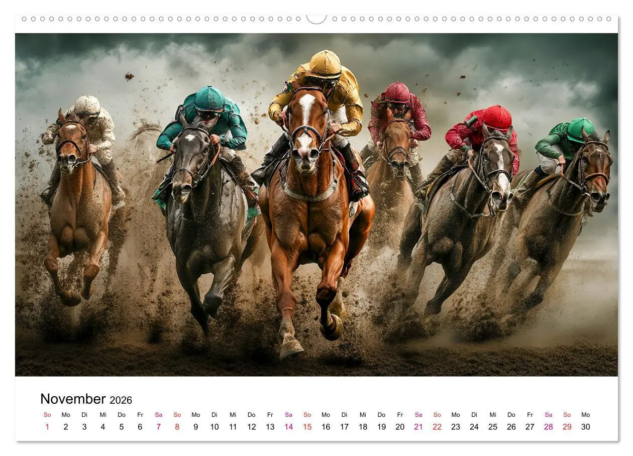 Bild: 9783457343425 | Pferderennen (Wandkalender 2026 DIN A2 quer), CALVENDO Monatskalender