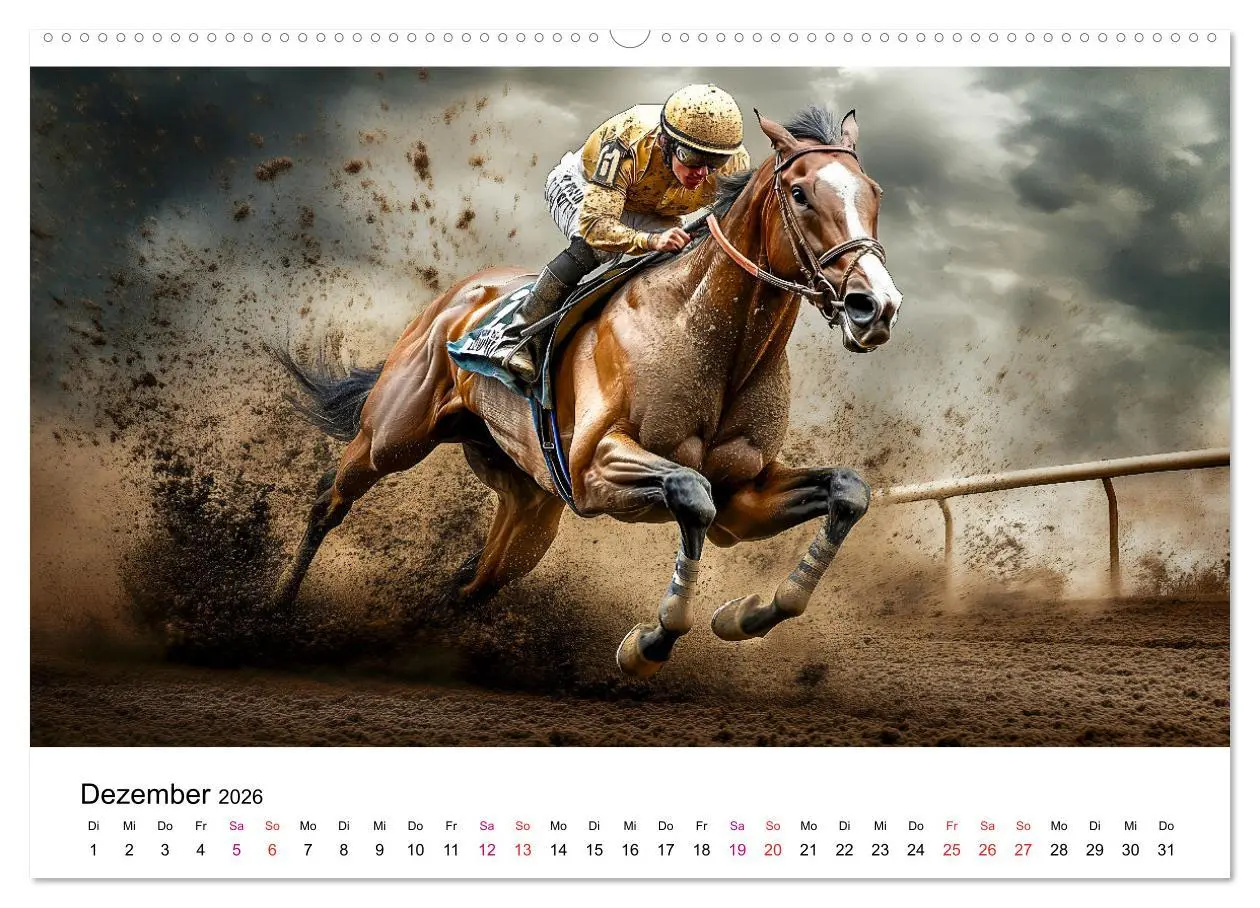 Bild: 9783457343425 | Pferderennen (Wandkalender 2026 DIN A2 quer), CALVENDO Monatskalender