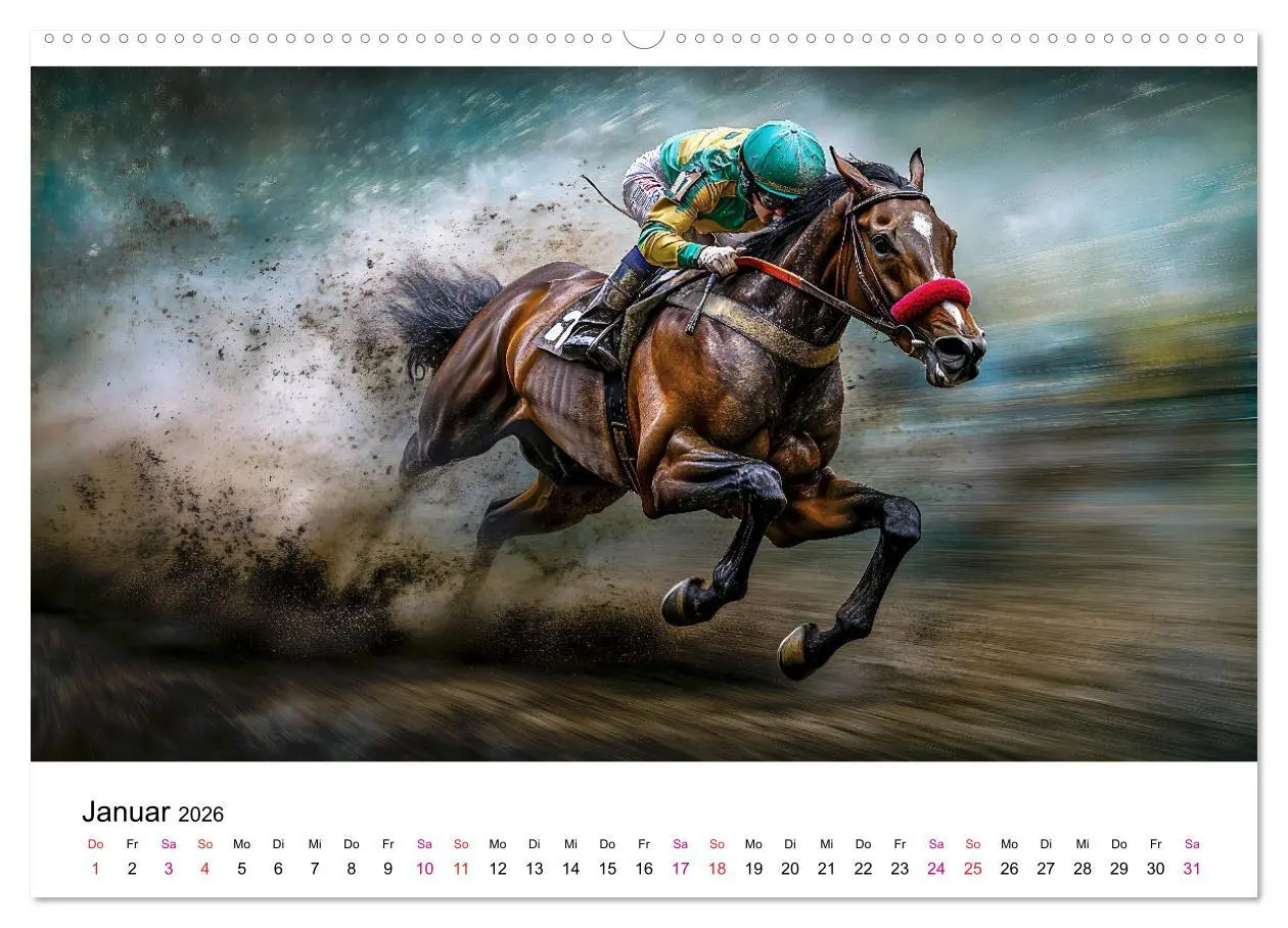 Bild: 9783457343425 | Pferderennen (Wandkalender 2026 DIN A2 quer), CALVENDO Monatskalender