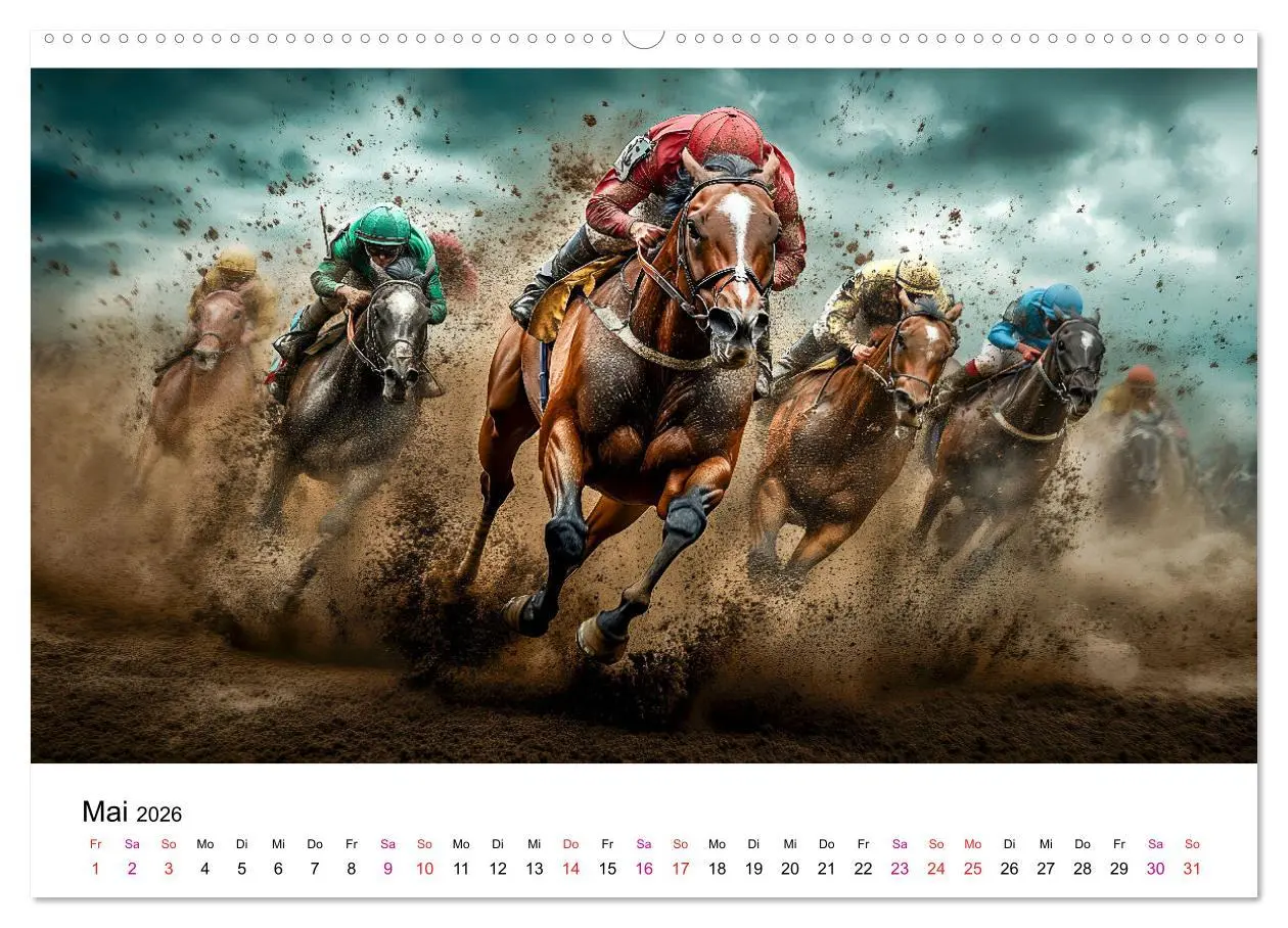 Bild: 9783457343425 | Pferderennen (Wandkalender 2026 DIN A2 quer), CALVENDO Monatskalender