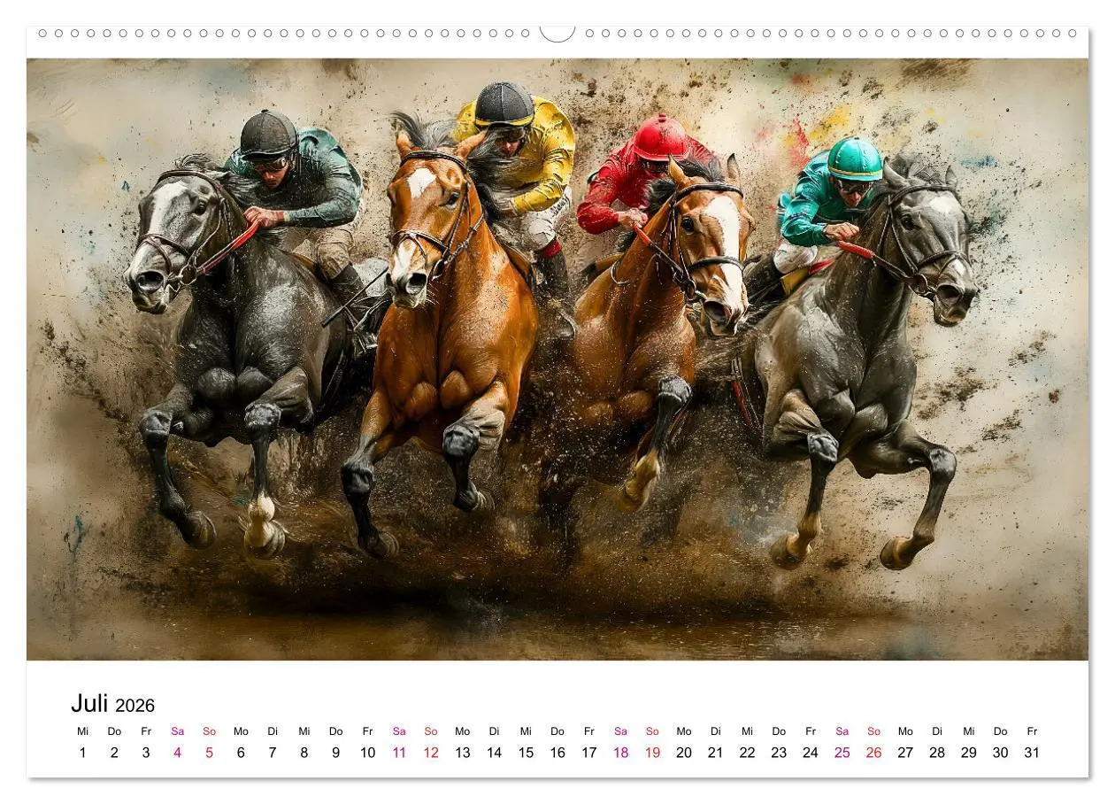 Bild: 9783457343425 | Pferderennen (Wandkalender 2026 DIN A2 quer), CALVENDO Monatskalender