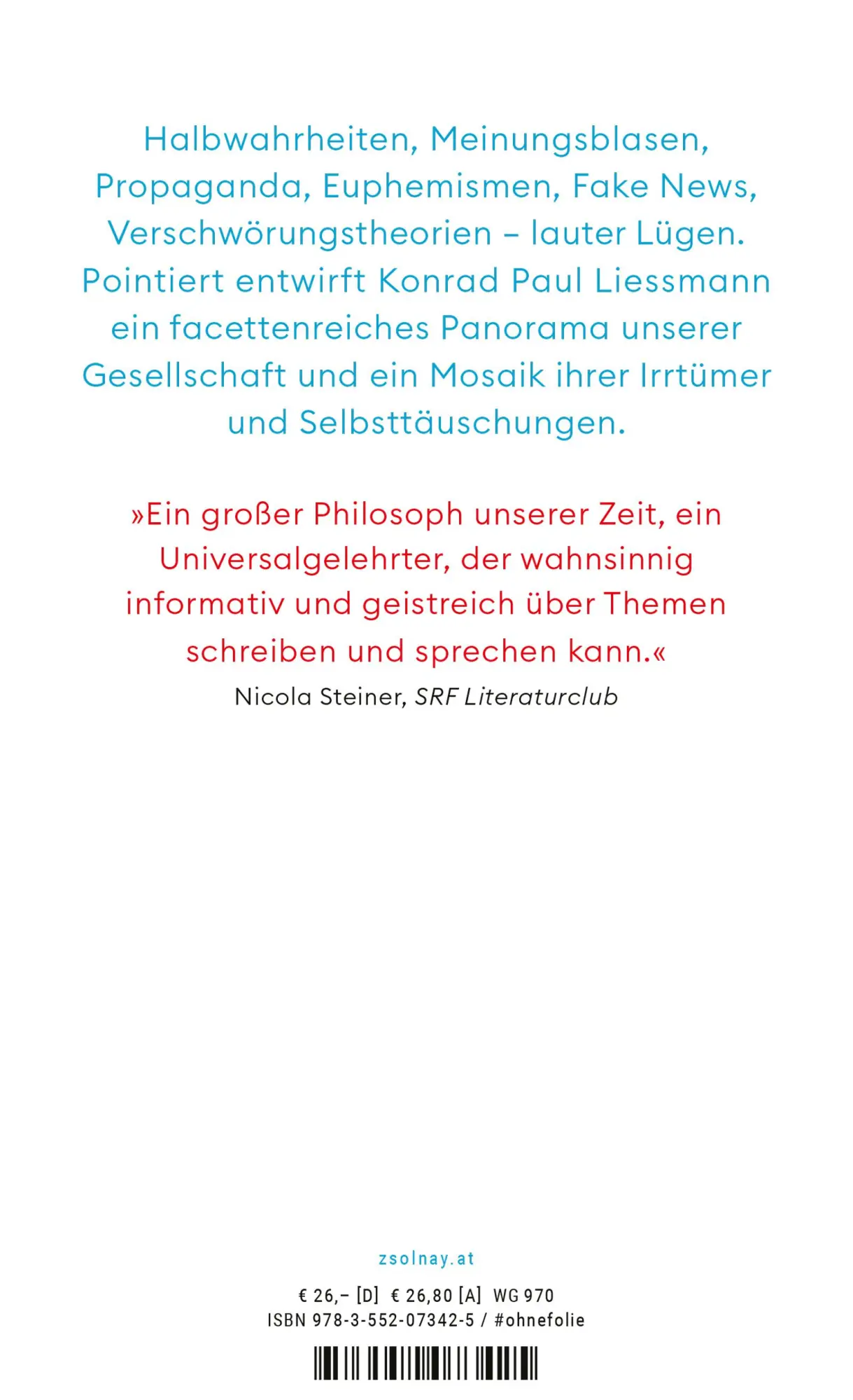 Bild: 9783552073425 | Lauter Lügen | Konrad Paul Liessmann | Buch | 256 S. | Deutsch | 2023