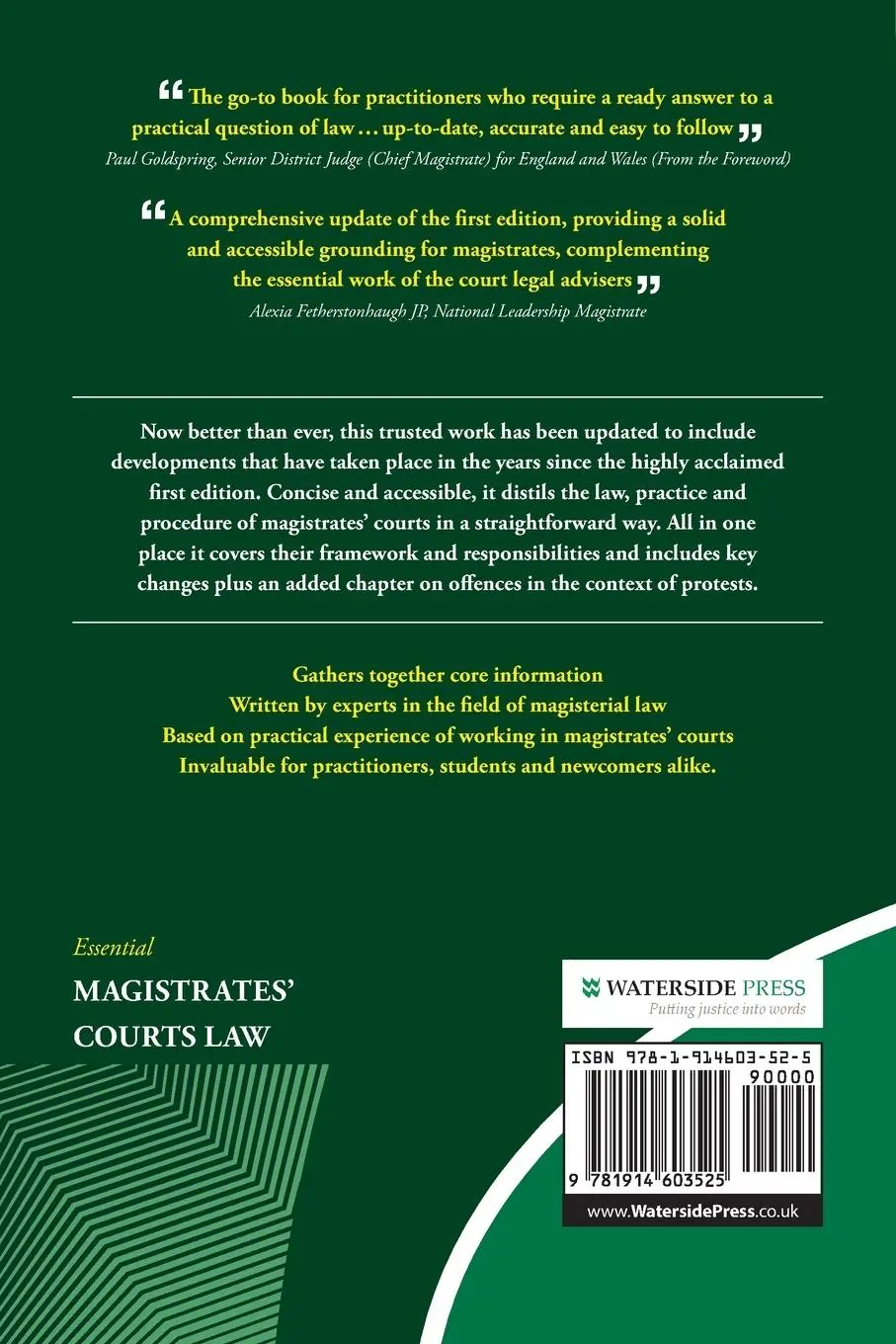 Rückseite: 9781914603525 | Essential Magistrates' Courts Law | Howard Riddle (u. a.) | Buch