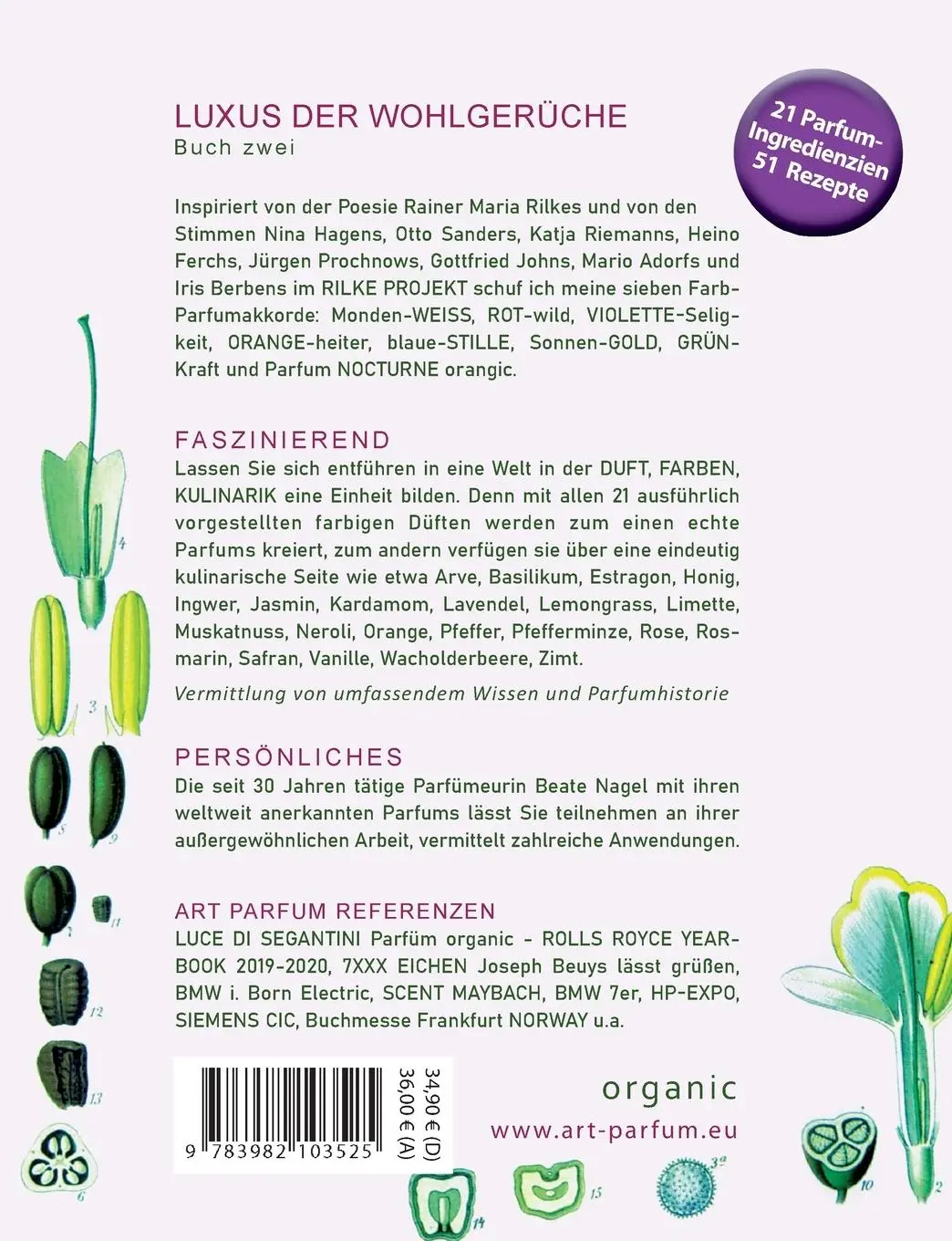 Rückseite: 9783982103525 | PARFUM. PUR. Düfte, Farben, Kulinarik | und eine Prise Poesie | Nagel