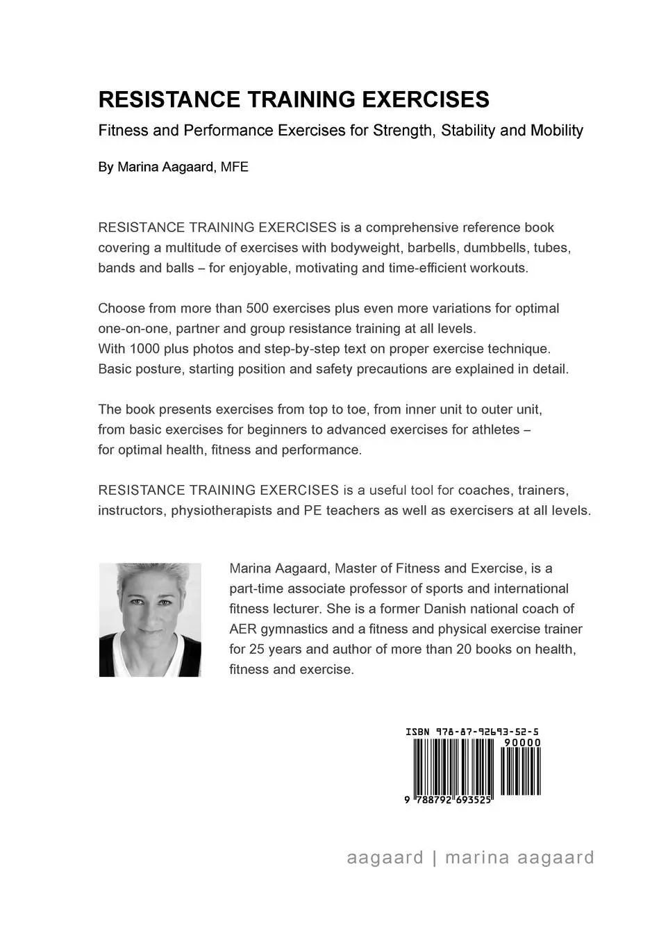 Rückseite: 9788792693525 | Resistance Training Exercises | Marina Aagaard | Taschenbuch | 2010