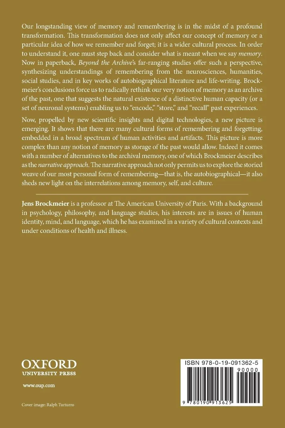 Rückseite: 9780190913625 | Beyond the Archive | Jens Brockmeier | Taschenbuch | Englisch | 2018