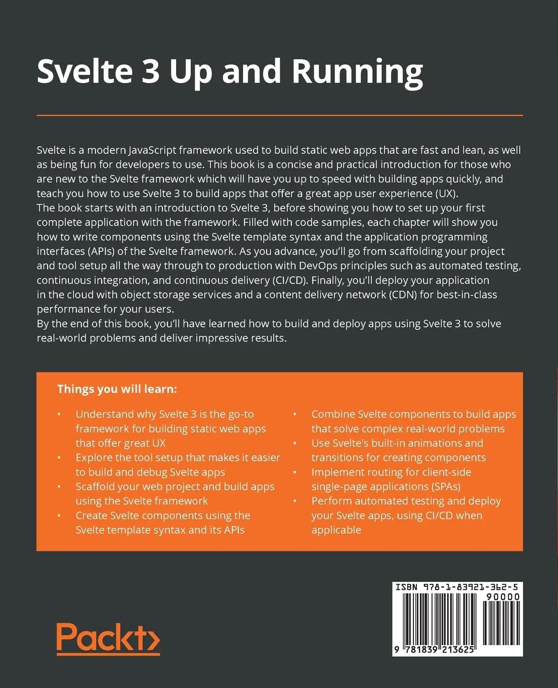 Rückseite: 9781839213625 | Svelte 3 Up and Running | Alessandro Segala | Taschenbuch | Englisch