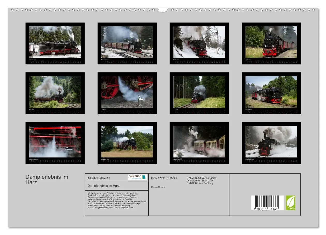 Bild: 9783516103625 | Dampferlebnis im Harz (hochwertiger Premium Wandkalender 2026 DIN...