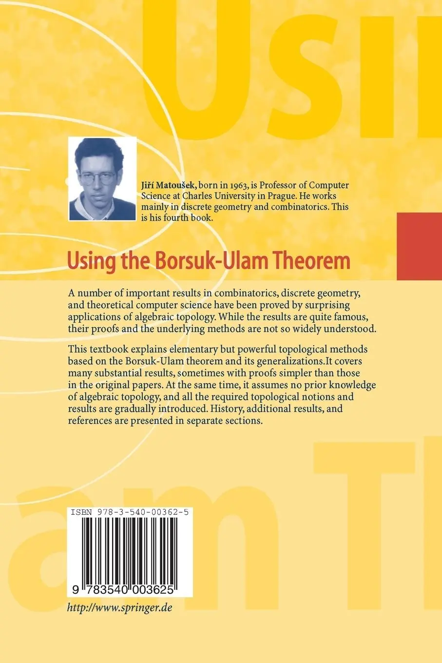 Rückseite: 9783540003625 | Using the Borsuk-Ulam Theorem | Jiri Matousek | Taschenbuch | xii