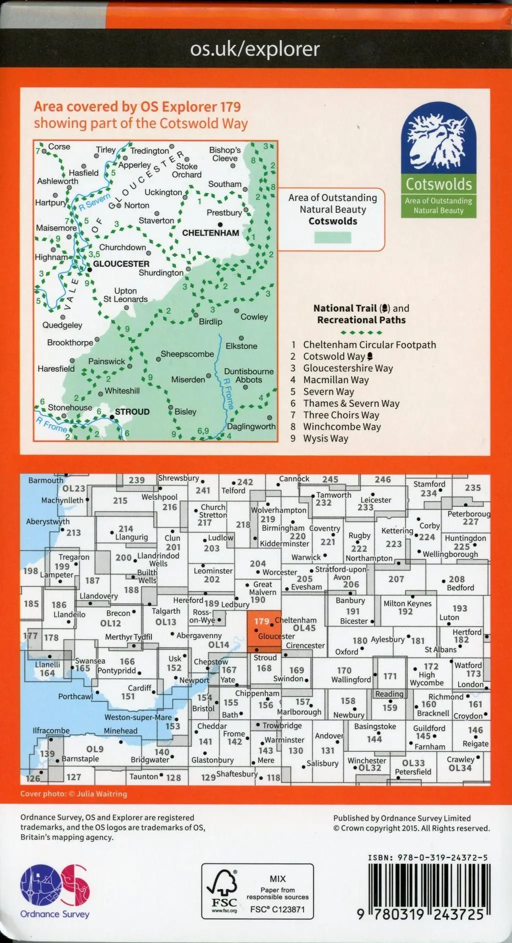 Bild: 9780319243725 | Gloucester, Cheltenham and Stroud | Ordnance Survey | (Land-)Karte