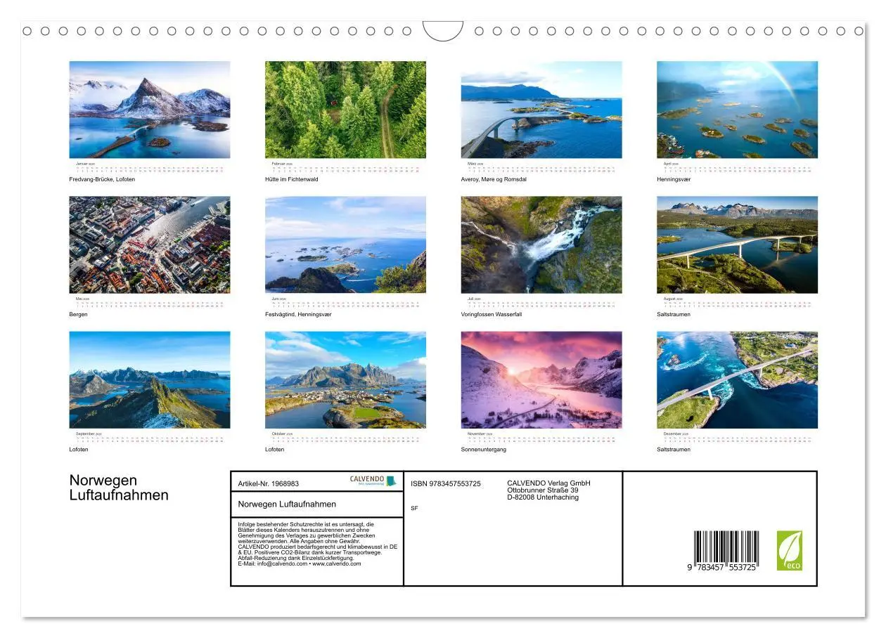 Bild: 9783457553725 | Norwegen Luftaufnahmen (Wandkalender 2026 DIN A3 quer), CALVENDO...