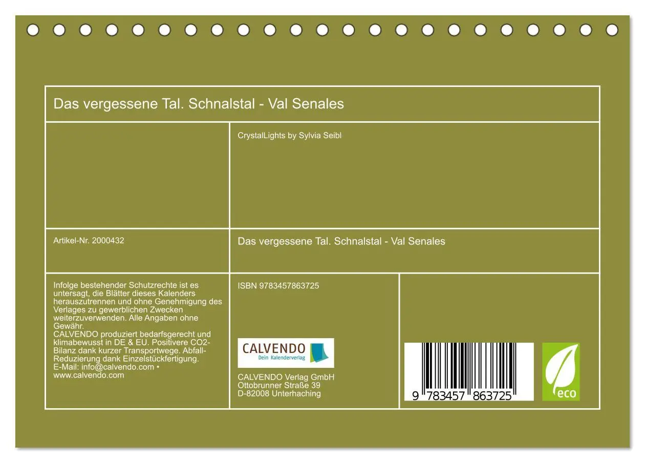 Bild: 9783457863725 | Das vergessene Tal. Schnalstal - Val Senales (Tischkalender 2026...