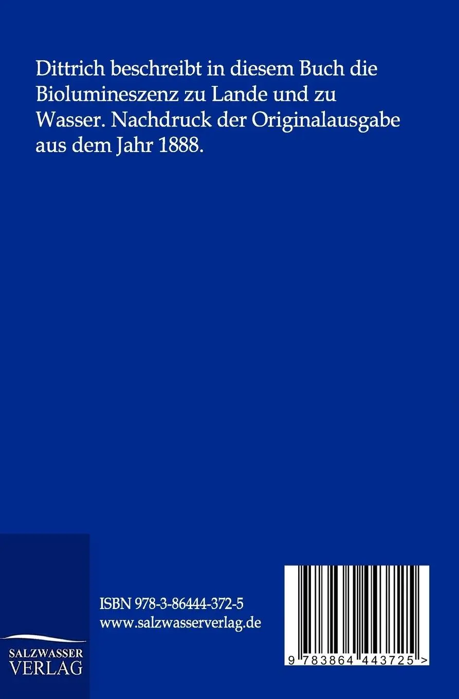 Rückseite: 9783864443725 | Über das Leuchten der Tiere | Rudolf Dittrich | Taschenbuch | 76 S.