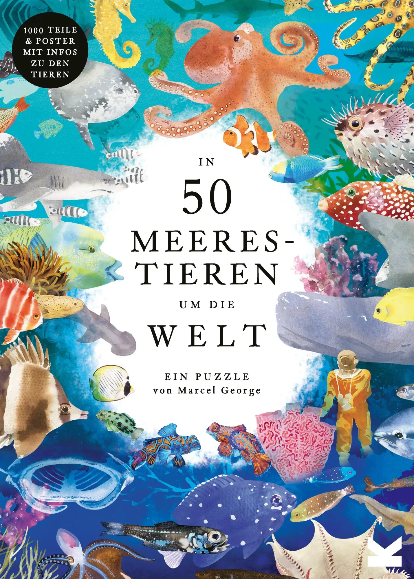 Cover: 9783962443825 | In 50 Meerestieren um die Welt | Ein 1000-Teile-Puzzle | Helen Scales