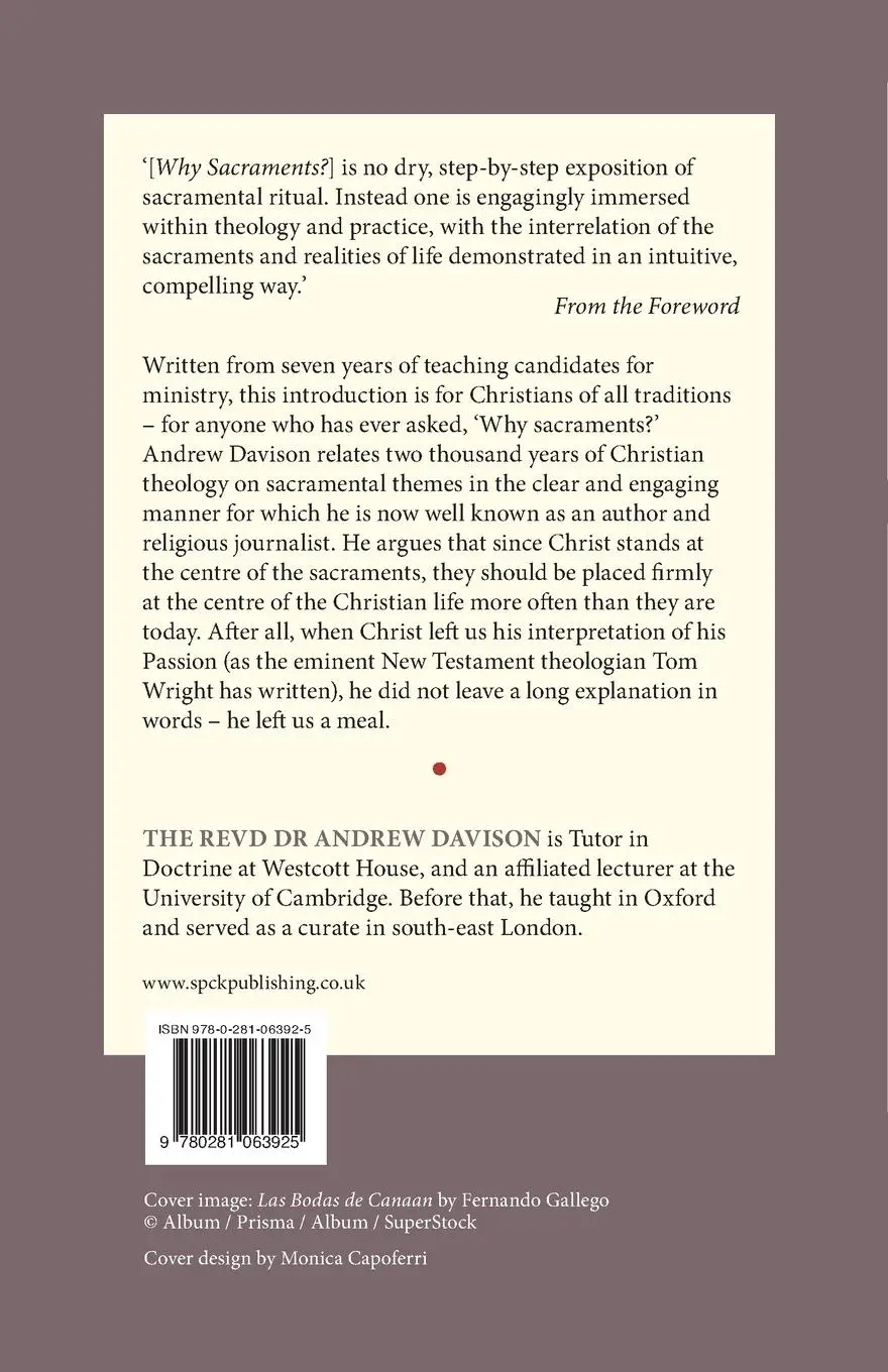 Rückseite: 9780281063925 | Why Sacraments? | Andrew Davison | Taschenbuch | Englisch | 2013