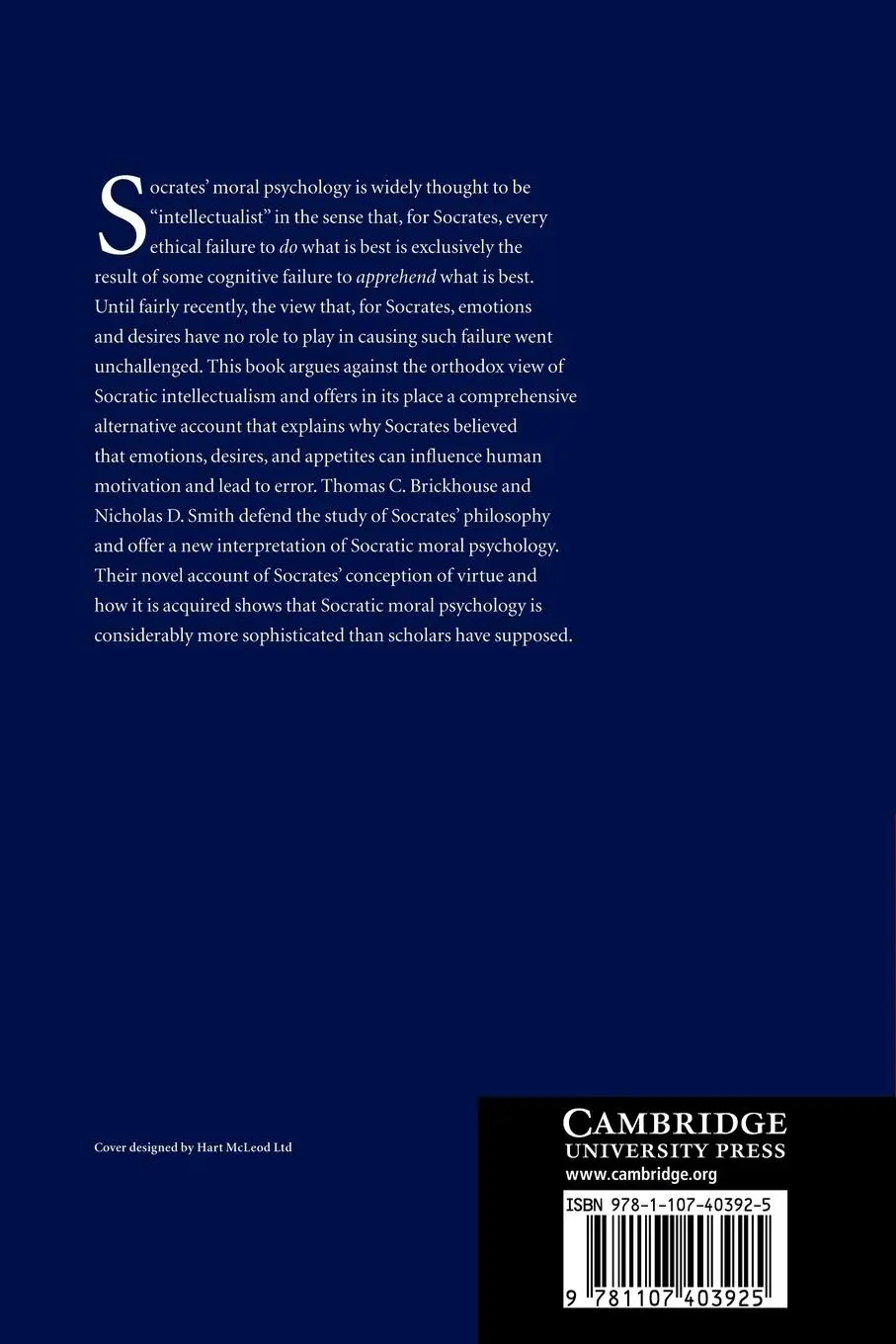 Rückseite: 9781107403925 | Socratic Moral Psychology | Thomas C. Brickhouse (u. a.) | Taschenbuch