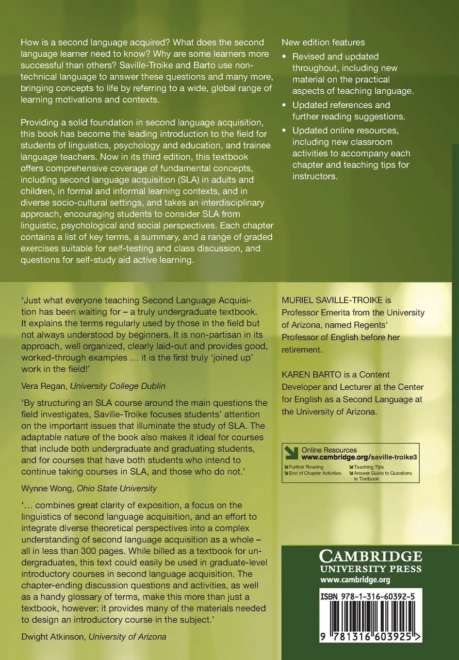 Rückseite: 9781316603925 | Introducing Second Language Acquisition | Saville-Troike (u. a.)