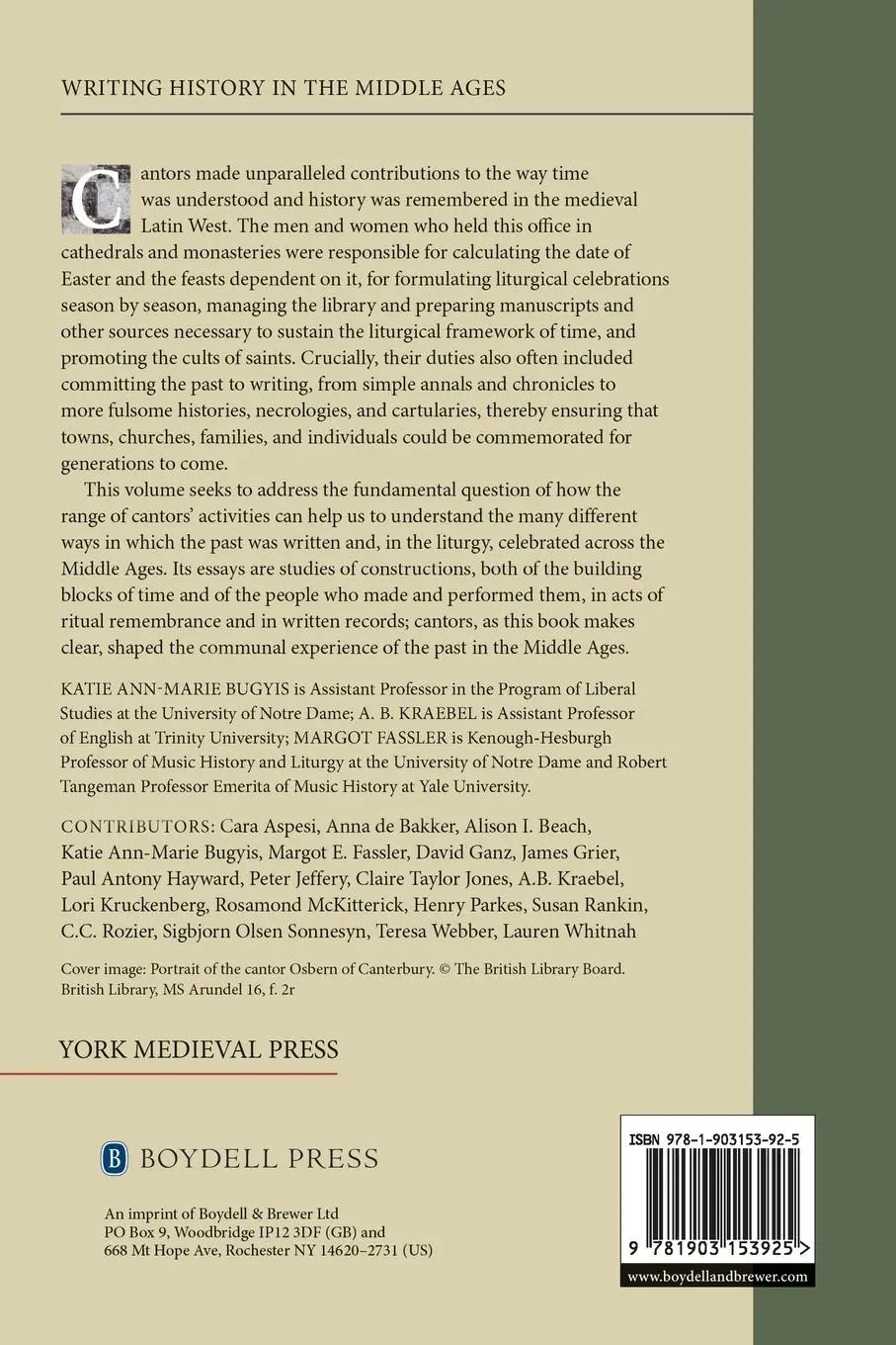 Rückseite: 9781903153925 | Medieval Cantors and Their Craft | Katie Ann-Marie Bugyis (u. a.)