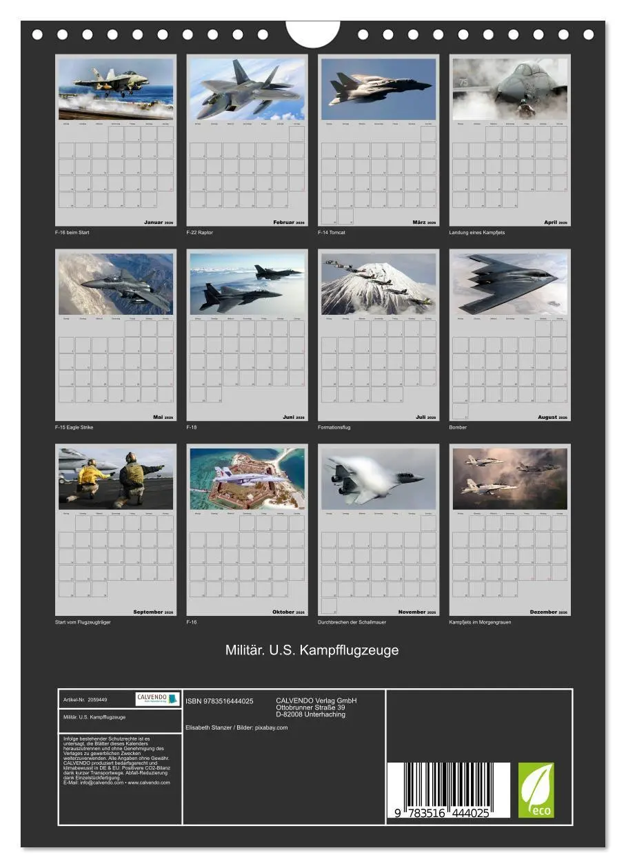 Bild: 9783516444025 | Militär. U.S. Kampfflugzeuge (Wandkalender 2026 DIN A4 hoch),...