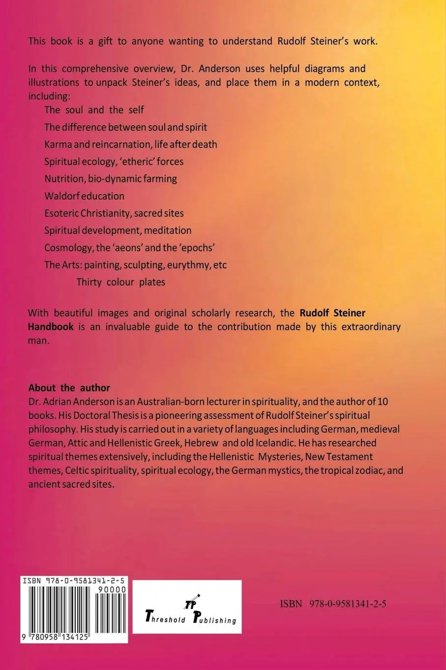 Rückseite: 9780958134125 | Rudolf Steiner Handbook | Adrian Anderson | Taschenbuch | Englisch