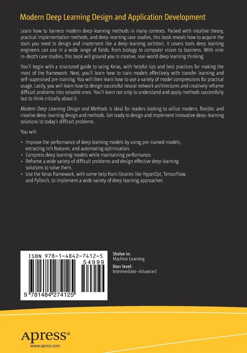 Rückseite: 9781484274125 | Modern Deep Learning Design and Application Development | Andre Ye