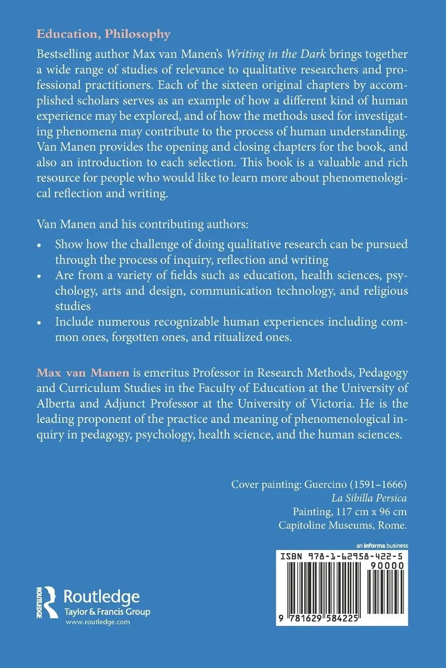 Rückseite: 9781629584225 | Writing in the Dark | Phenomenological Studies in Interpretive Inquiry