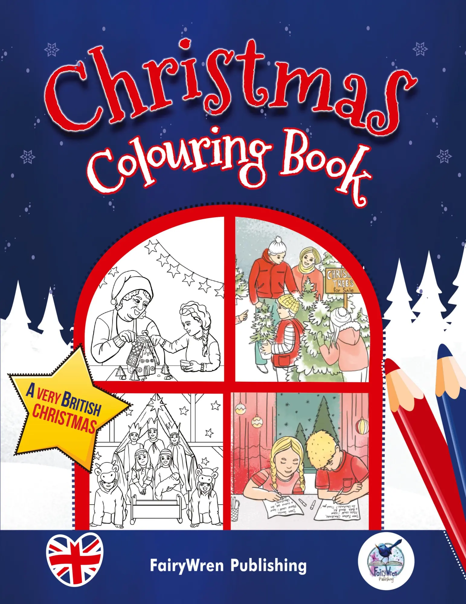Cover: 9781915454225 | British Christmas Colouring Book for Children | Ages 4+ | Publishing