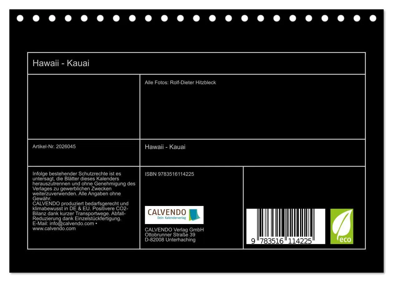 Bild: 9783516114225 | Hawaii - Kauai (Tischkalender 2026 DIN A5 quer), CALVENDO...