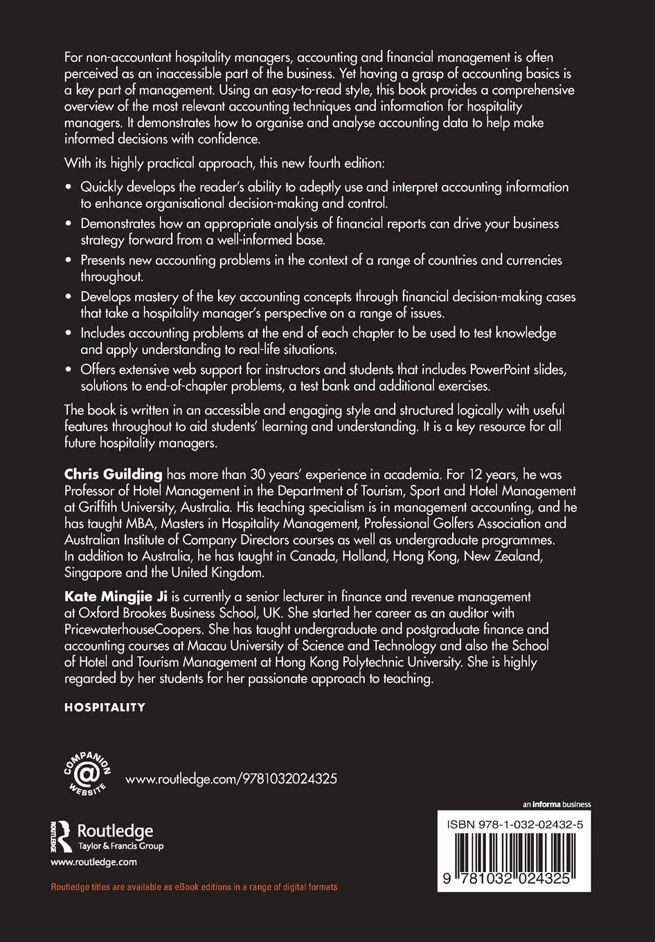 Rückseite: 9781032024325 | Accounting Essentials for Hospitality Managers | Guilding (u. a.)