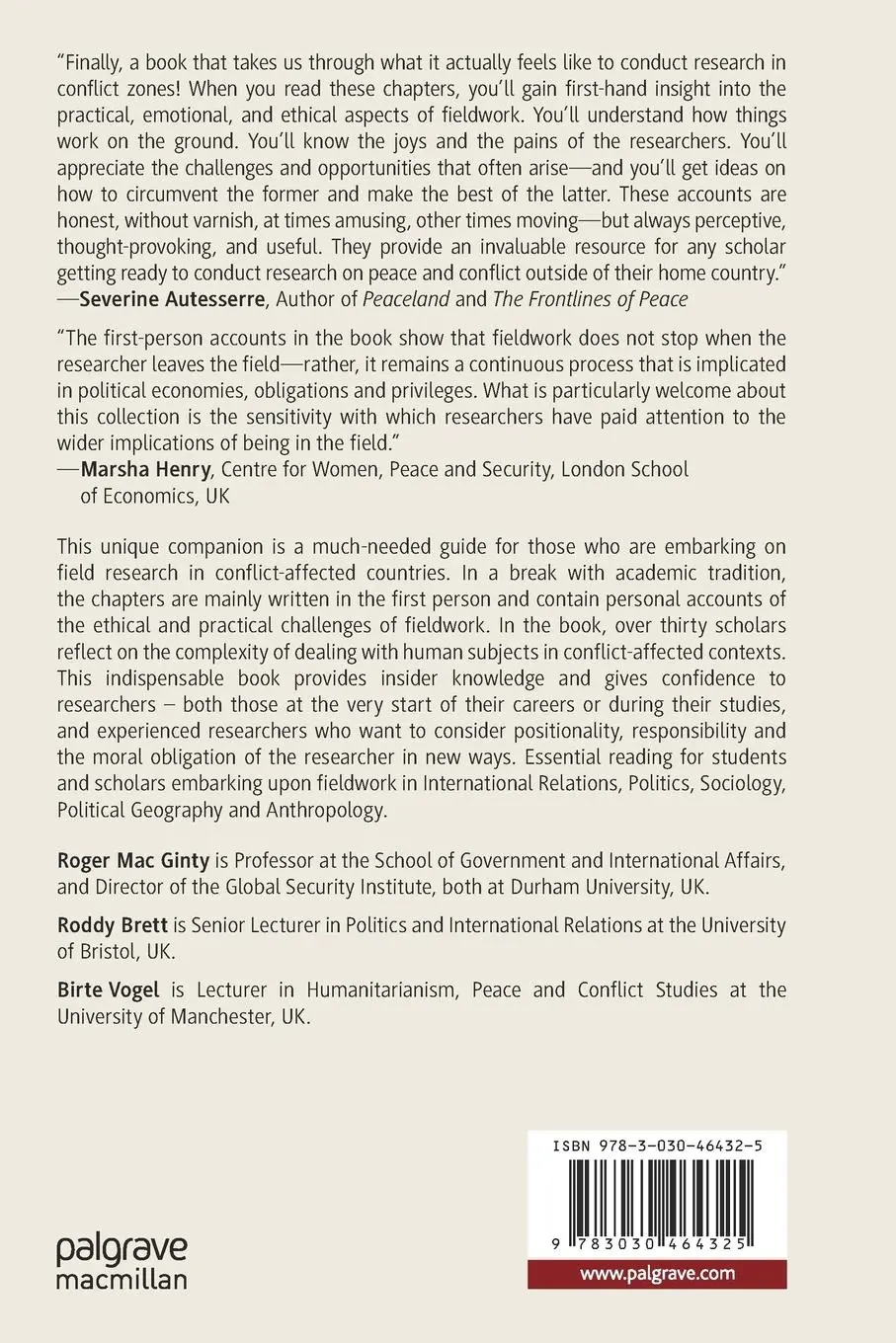 Rückseite: 9783030464325 | The Companion to Peace and Conflict Fieldwork | Ginty (u. a.) | Buch
