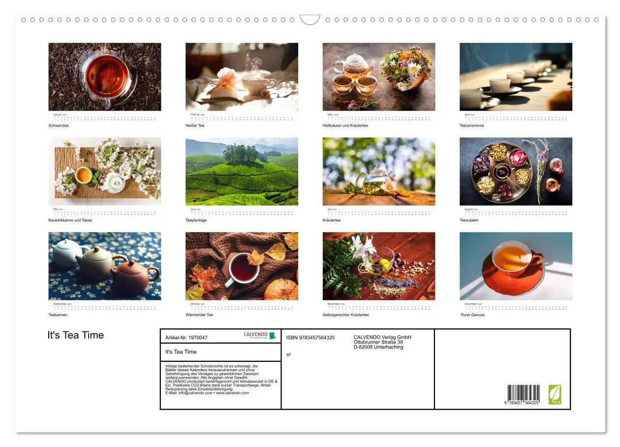 Bild: 9783457564325 | It's Tea Time (Wandkalender 2026 DIN A2 quer), CALVENDO Monatskalender