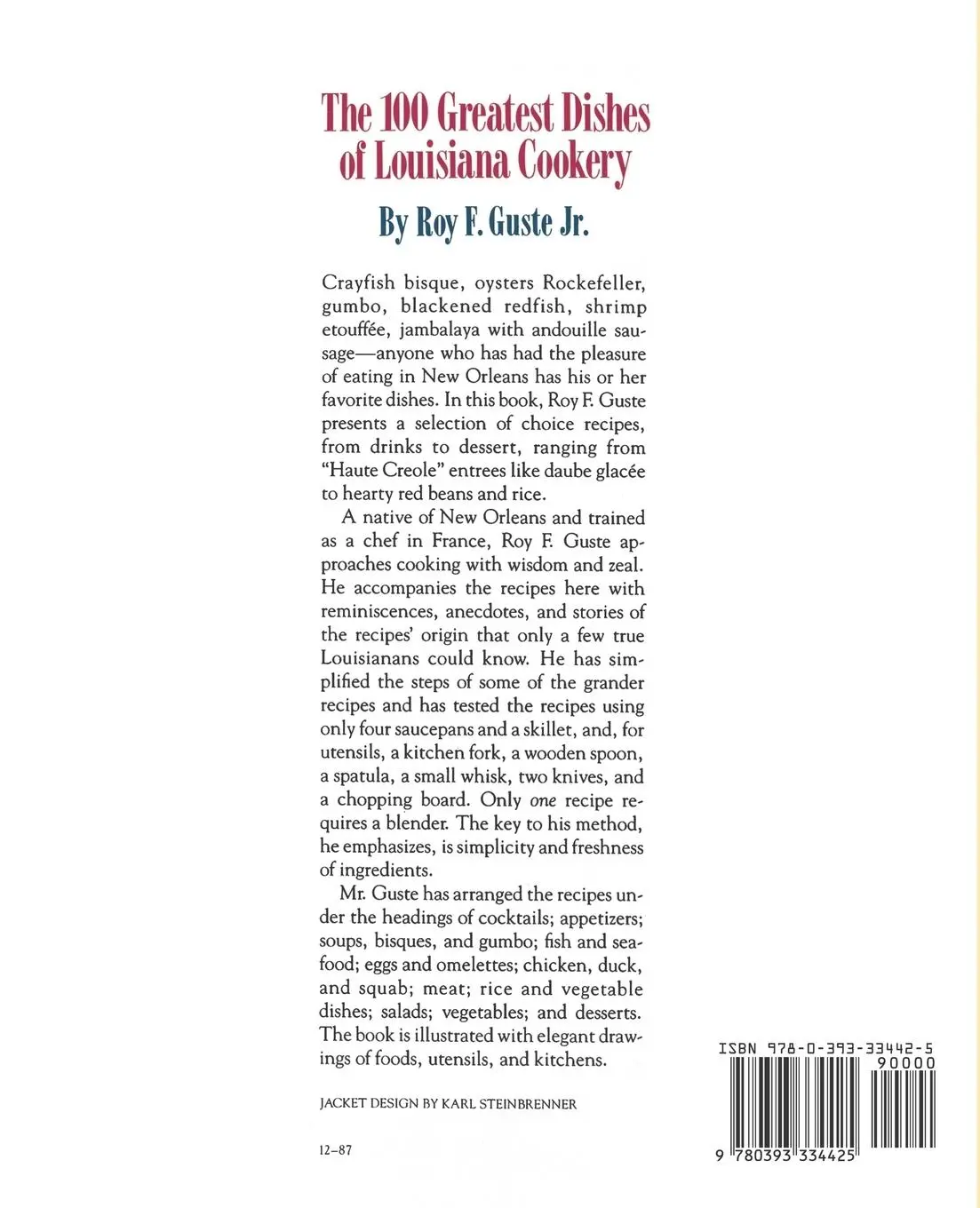 Rückseite: 9780393334425 | The 100 Greatest Dishes of Louisiana Cookery | Roy F. Jr. Guste | Buch