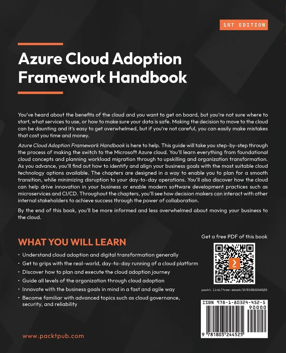 Rückseite: 9781803244525 | Azure Cloud Adoption Framework Handbook | Sasa Kovacevic (u. a.)