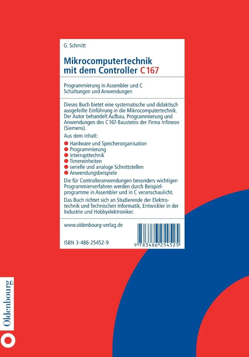 Rückseite: 9783486254525 | Mikrocomputertechnik mit dem Controller C167 | Günter Schmitt | Buch