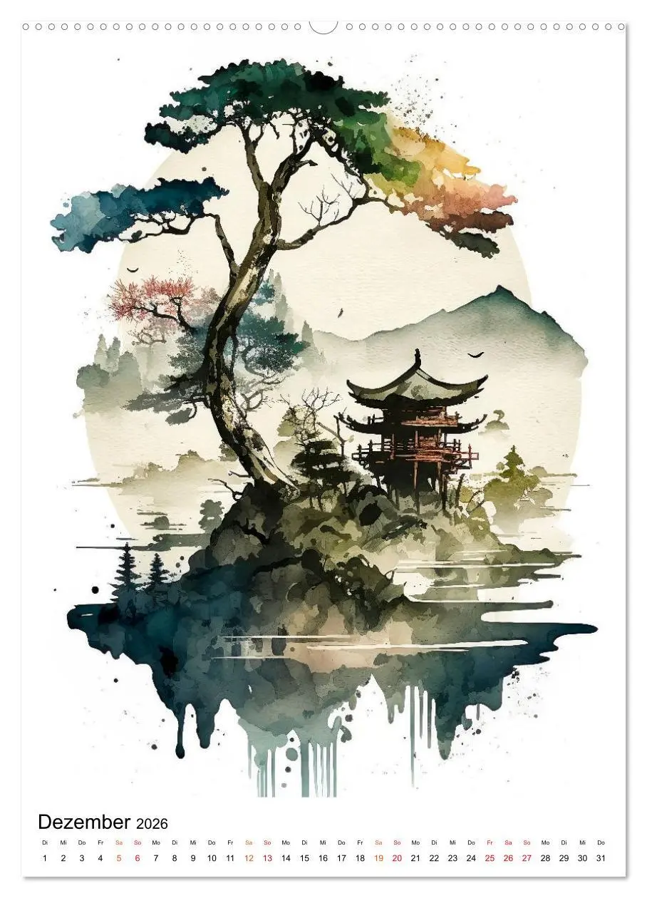 Bild: 9783516324525 | China - Aquarellmalerei (Wandkalender 2026 DIN A2 hoch), CALVENDO...