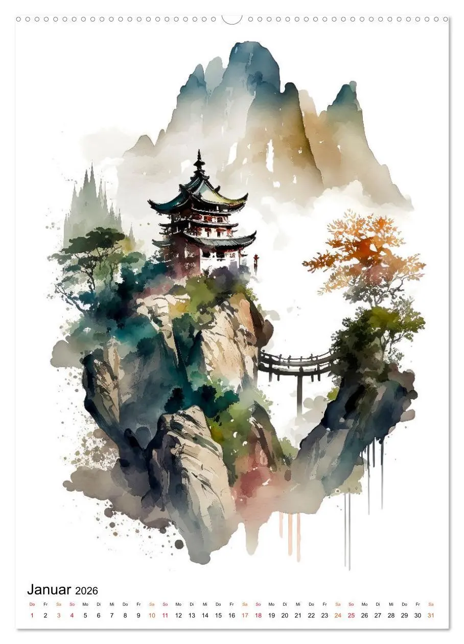 Bild: 9783516324525 | China - Aquarellmalerei (Wandkalender 2026 DIN A2 hoch), CALVENDO...