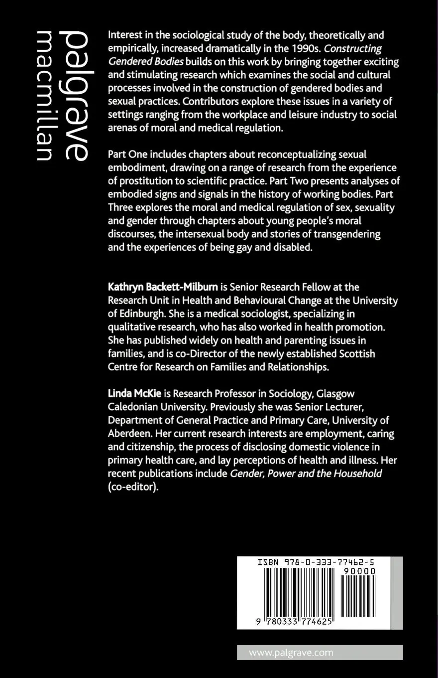 Rückseite: 9780333774625 | Constructing Gendered Bodies | K. Backett-Milburn (u. a.) | Buch | xix