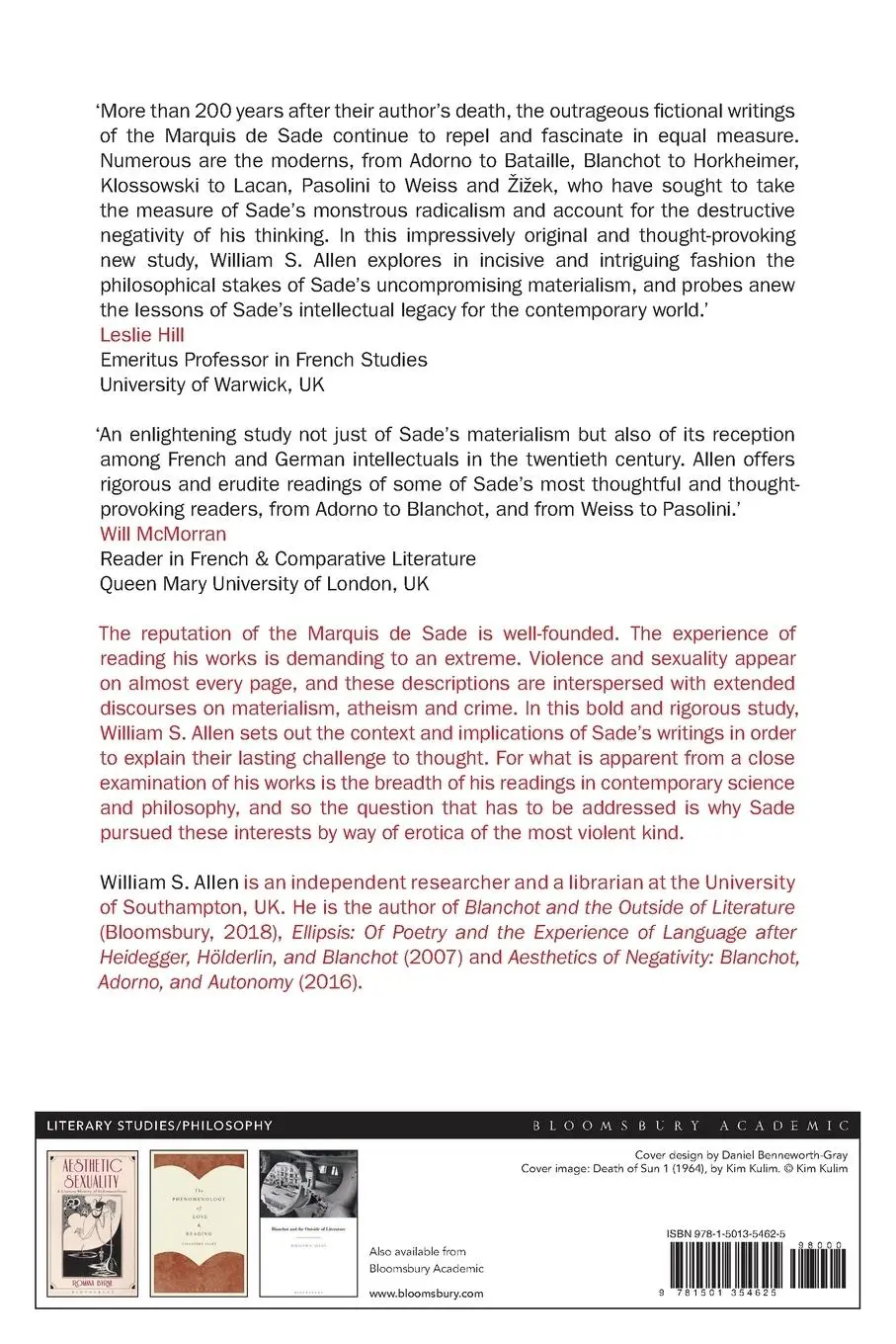 Rückseite: 9781501354625 | Without End | Sade's Critique of Reason | William S. Allen | Buch