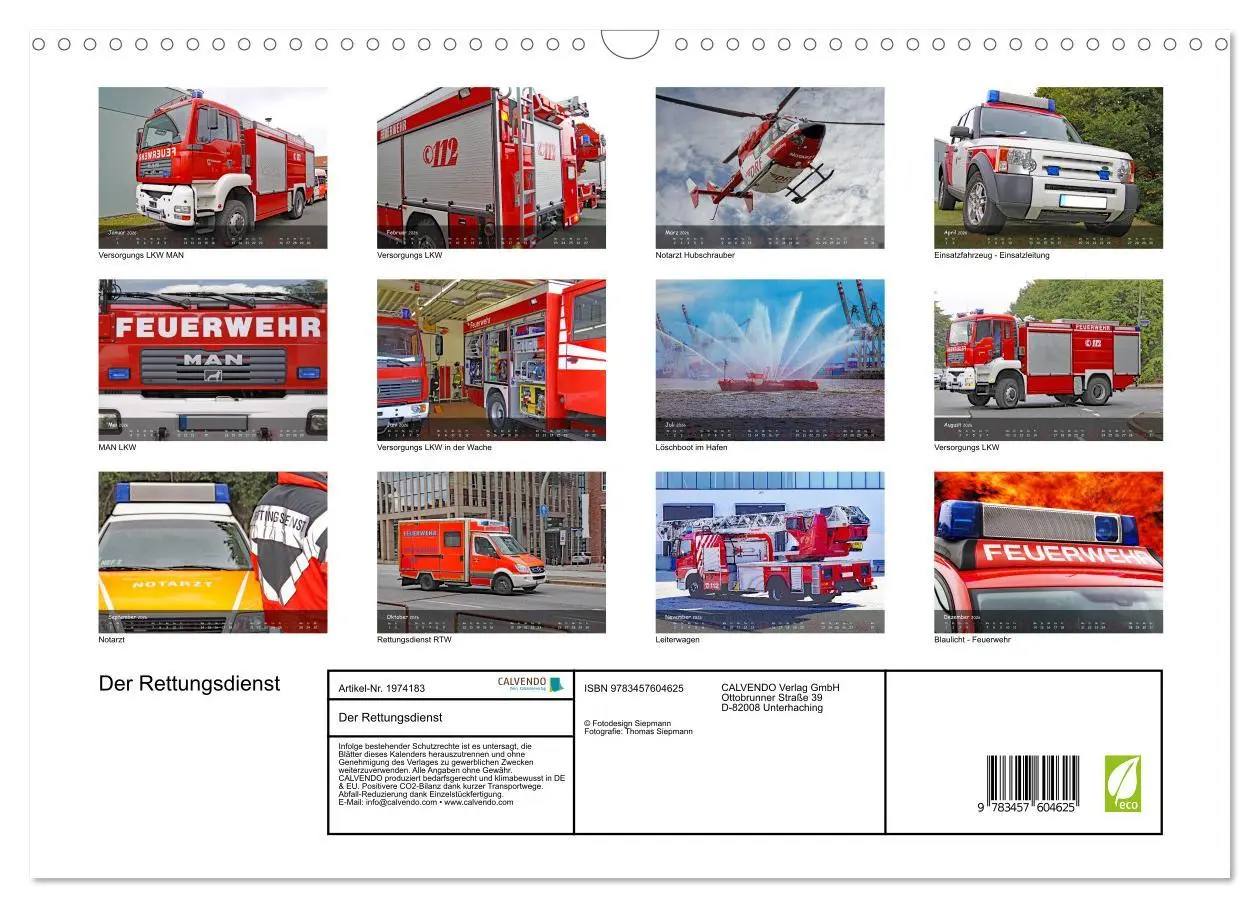 Bild: 9783457604625 | Der Rettungsdienst (Wandkalender 2026 DIN A3 quer), CALVENDO...