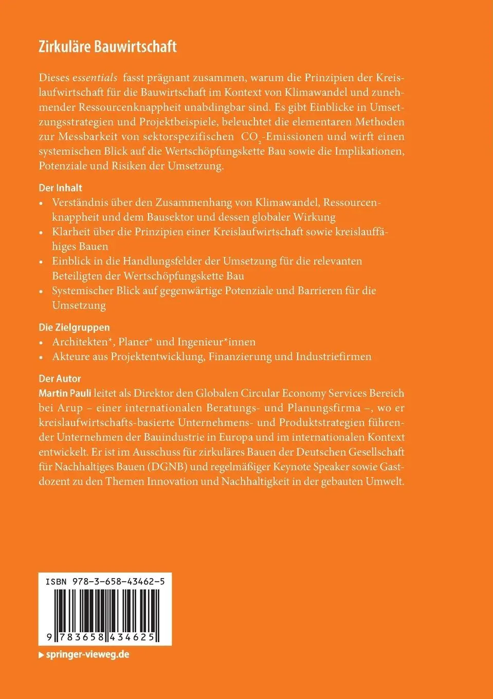 Rückseite: 9783658434625 | Zirkuläre Bauwirtschaft | Martin Pauli | Taschenbuch | xi | Deutsch