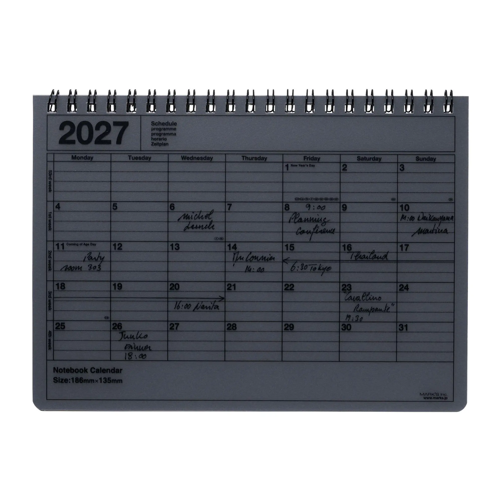 Cover: 4550045164725 | MARK'S 2027 Notebook Calendar S // Black | MARK'S Inc. | Kalender