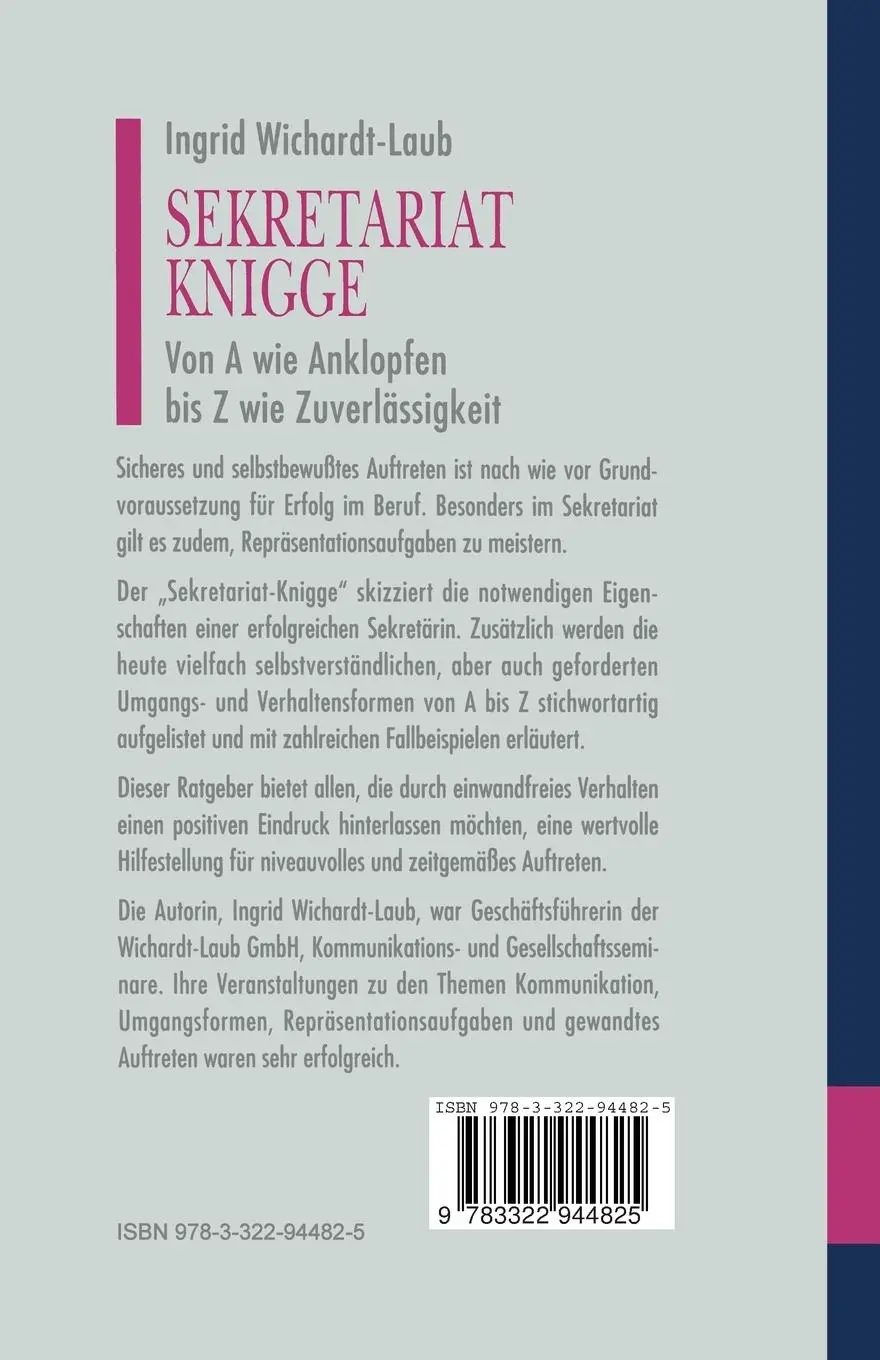 Rückseite: 9783322944825 | Sekretariat-Knigge | Von A wie Anklopfen bis Z wie Zuverlässigkeit