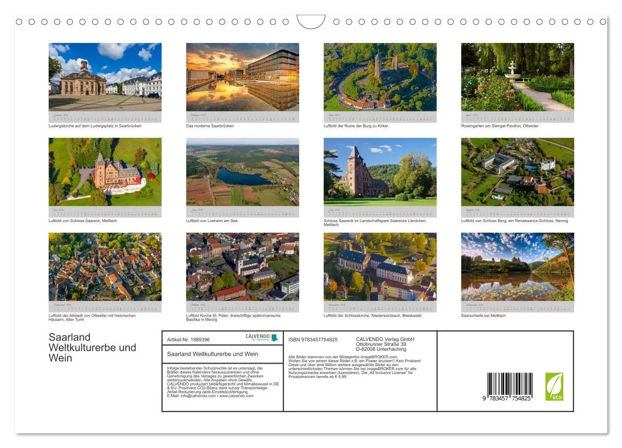 Bild: 9783457754825 | Saarland Weltkulturerbe und Wein (Wandkalender 2026 DIN A3 quer),...