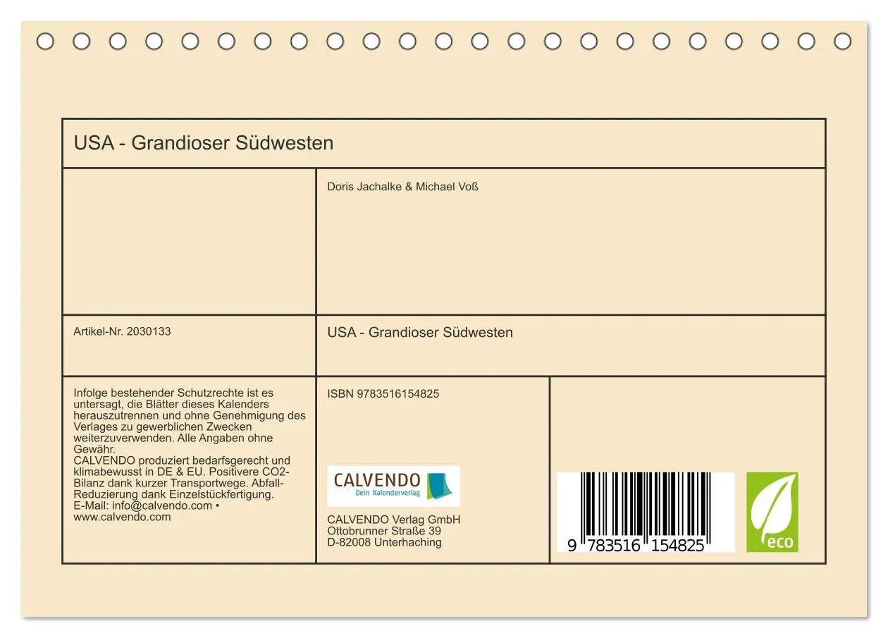 Bild: 9783516154825 | USA - Grandioser Südwesten (Tischkalender 2026 DIN A5 quer),...
