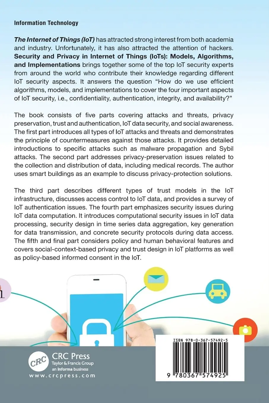 Rückseite: 9780367574925 | Security and Privacy in Internet of Things (IoTs) | Fei Hu | Buch