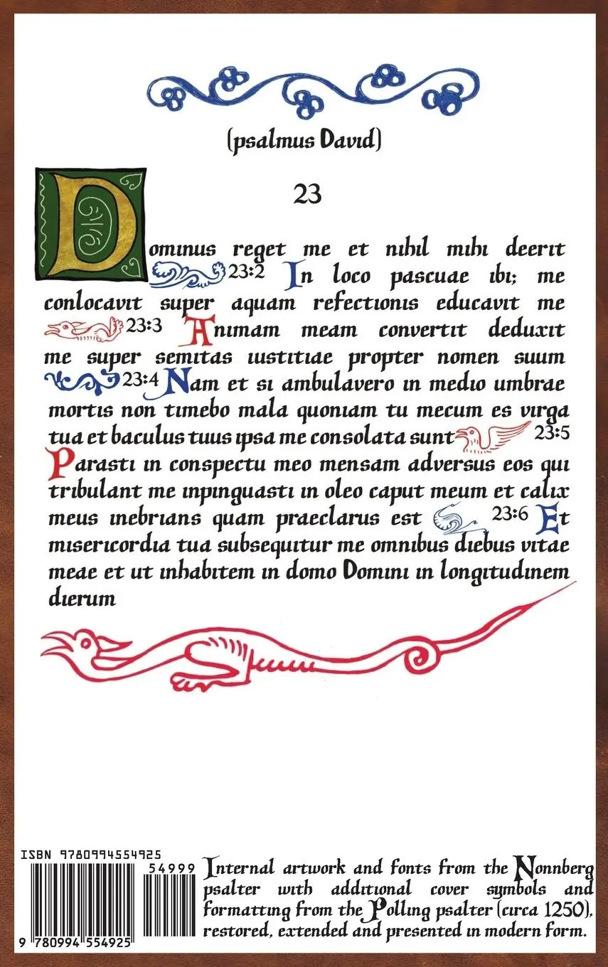 Rückseite: 9780994554925 | Medieval Psalter (Latin) | Psalter 1250AD Redivivus 2015AD | Dan Roper
