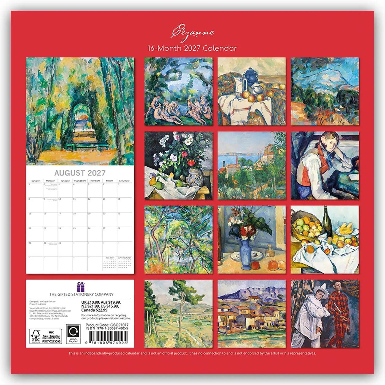 Rückseite: 9781805974925 | Cézanne 2027 - Paul Cézanne - 16-Monatskalender | The Gifted | 28 S.