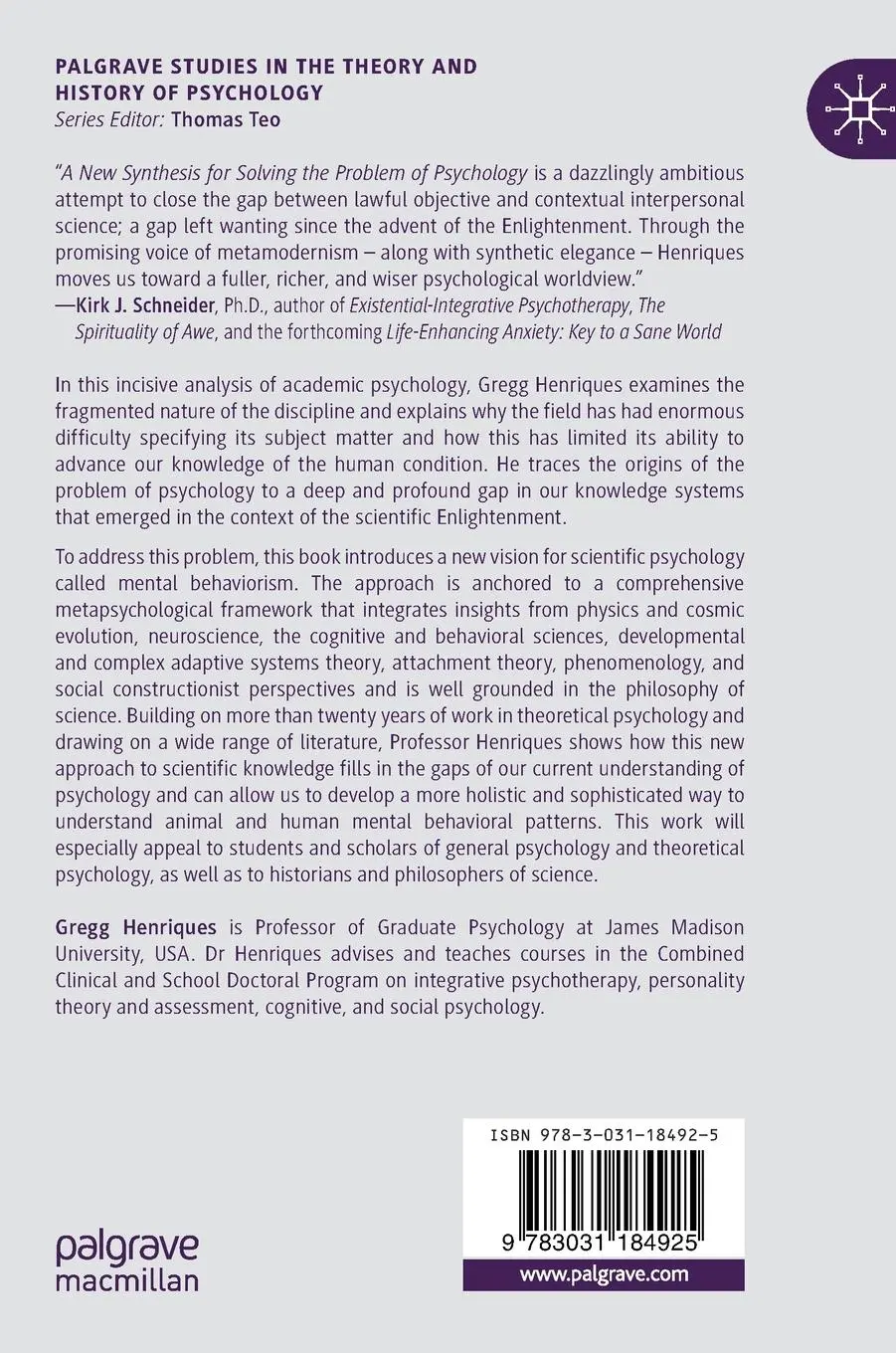 Rückseite: 9783031184925 | A New Synthesis for Solving the Problem of Psychology | Henriques